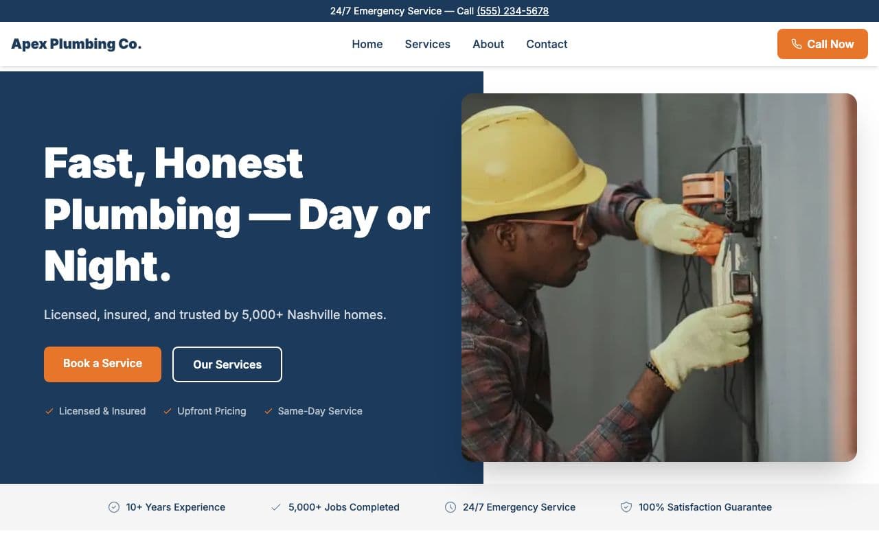 APEX PLUMBING CO. - Local service business website