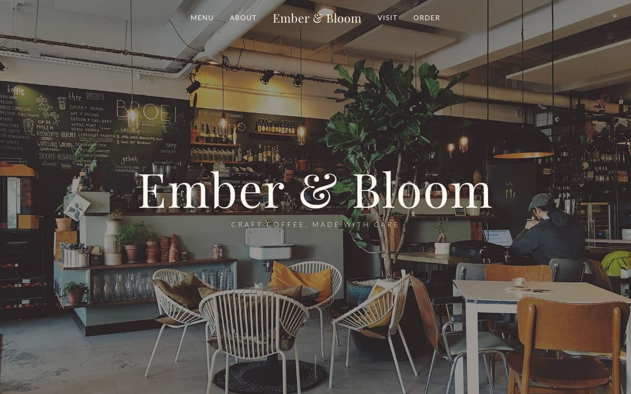 EMBER & BLOOM COFFEE - Boutique coffee shop website